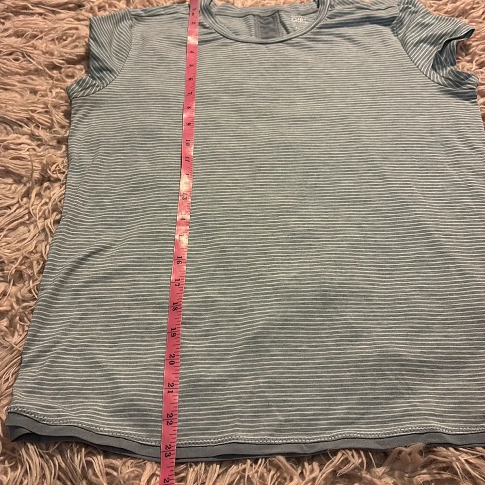 Athleta Girl Striped Back Mesh Seam Shirt